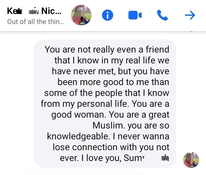 Parent testimonial chat screenshot